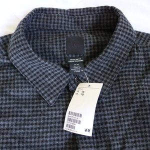 H&M Regular Fit Black/Grey Button Down Shirt XL